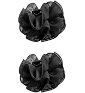 2Pcs Black Large Chiffon Claw Clip Hair Bow Large Size Fabric Ribbon Flower Rose For Women Clamps...
