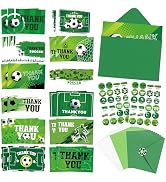 TICIAGA 72pcs Soccer Thank You Card with Envelopes and Stickers for Kids, 4x6in Sporty Greeting C...
