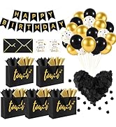 5 Senses Gift Bags for Him with Labels & Tissue Paper | Happy Birthday Decorations Kit with Banne...
