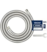 15FT Stainless Steel Braided Ice Maker Supply Line – 1/4? Compression x 1/4? Compression Fittings...
