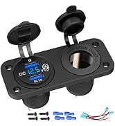 Cigarette Lighter Socket 12V USB Outlet, Qidoe Quick Charge 3.0 Dual USB Car Port with LED Voltme...