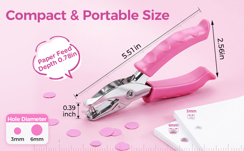 Single Hole Punch (5.51 inches in total length, 2.56 inches across the two grips)
