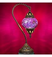 Marrakech Turkish Lamp Morrocan Table Lamps with Handmade Mosaic Glass, Tiffany Style Beside Lamp...