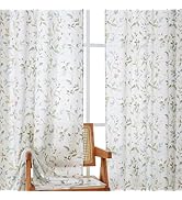 Chyhomenyc Roman Linen Blend Curtains 84 Inch Length 2 Panels Set, Light Filtering Floral Curtain...