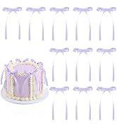 30 Pack Bow Cake Toppers Light Purple Ribbon Bows for Cake Lavender Bow Cupcake Toppers Coquette ...