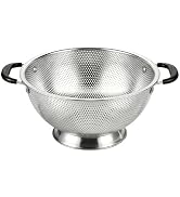 304 Stainless Steel Colander, 3 Quart Micro-Perforated Strainer with Heavy Duty Plastic Handles -...
