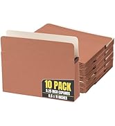 1InTheOffice Expanding File Pockets, Accordion File Organizer, Letter Size, Brown Redrope, 8 1/2"...