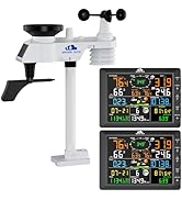 AIRAIN TECH 14-in-1 Wireless Weather Station with Dual Display, Outdoor Sensor, Atomic Clock, Rai...