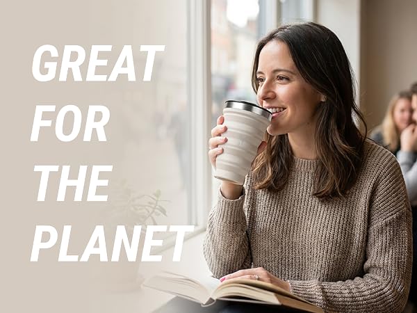Reusable silicone tumbler reduces disposable cup waste for everyday coffee shop use