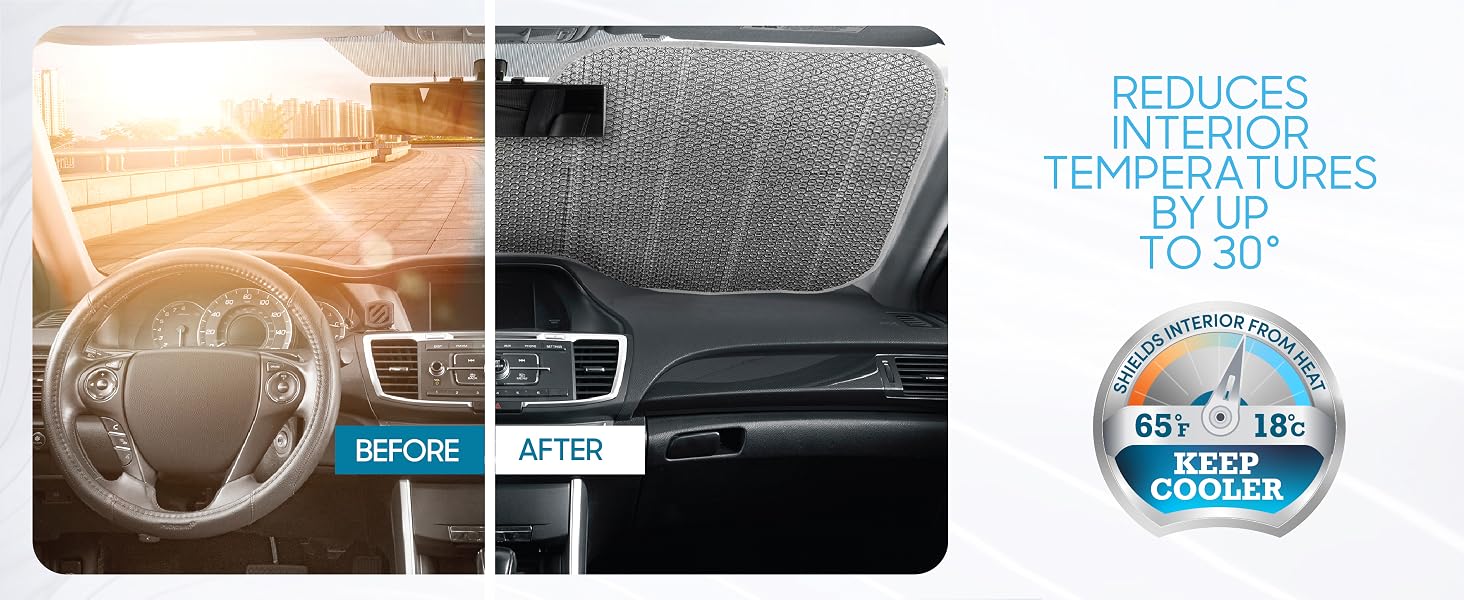 BDK Front Windshield Shade-Accordion Folding Auto Sunshade for Car Truck SUV