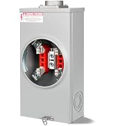 200 Amp Meter Socket, 4 Jaw Meter Base, 600V 3 Wire Ringless Type, with Horn Bypass Meter Cover P...