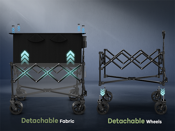 Hikemoon folding wagon cart with removable fabric and wheels
