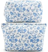 2Pcs Small Makeup Bag Quilted Cosmetic Bag Flower Pencil Case Travel Makeup Bag Set for Women Cut...