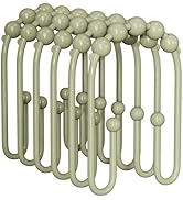 AmazerBath Shower Curtain Hooks, Sage Green Shower Curtain Hooks Rust Proof Non-Slip Double Hook ...