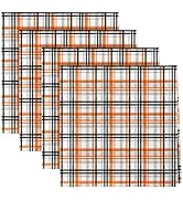 Horaldaily Halloween Cloth Napkins 18 x 18 Inch, Orange Buffalo Plaid Party Dinner Decoration Was...