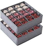 Qozary 2 Pack Socks Underwear Drawer Organizer Divider, 24 Cell or 16 Cell Collapsible Cabinet Cl...