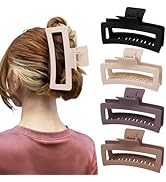 5 Inch XL Jumbo Claw Clips for Thick and Long Hair, 4-Pack Oversized Matte Rectangle Hair Clips f...