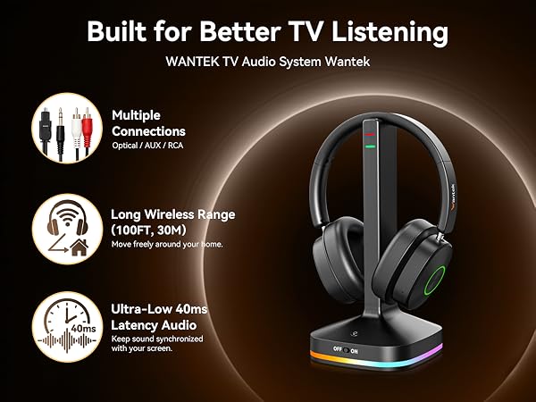 wireless tv headphones, headphones for tv watching, tv headset for seniors elderly
