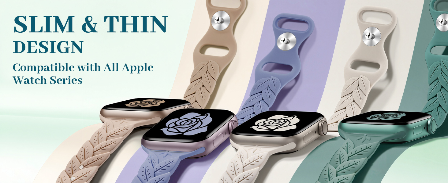 slim thin silicone apple watch band for women