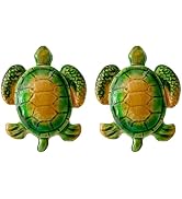 Pasiir Unique Sea Turtle Metal Cabinet Knobs, Set of 2, Hand-Painted Drawer Pulls with Mounting S...
