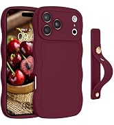 GUAGUA for iPhone 17 Pro Case with Wrist Strap, Wavy Edge Phone Case Cute Curly Shape with Adjust...