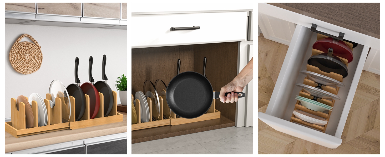 pan organizers inside cabinet pot and pan organizer for under cabinet