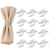 Silver Wheat Napkin Rings Set of 12, Metal Holders for Napkins Decoration | Polished Metal • Open...