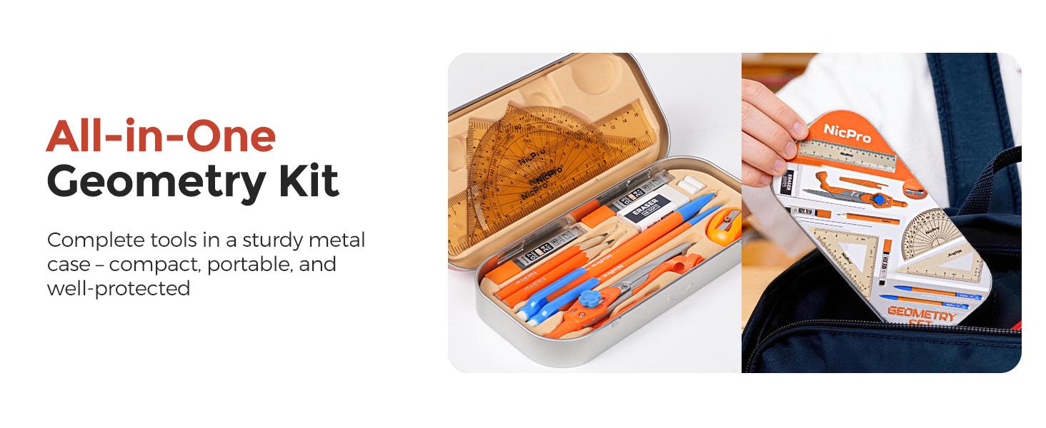 Nicpro 17 PCS Compass Geometry Set for Students