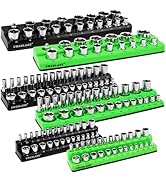 Magnetic Socket Organizer Set, 6-piece 1/4", 3/8", 1/2" SAE & Metric Socket Holder, Drive Socket ...