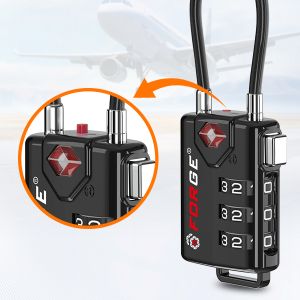 Forge TSA lock with a red indicator, notifying travelers when TSA has inspected their luggage