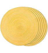FunWheat Round Braided Placemats Set of 6 Place mats for Dining Tables Woven Heat Resistant Table...
