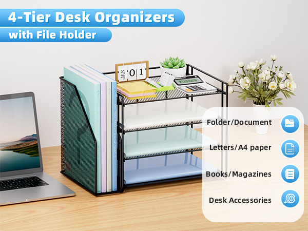4-Tier Desk Organizer with File Holder