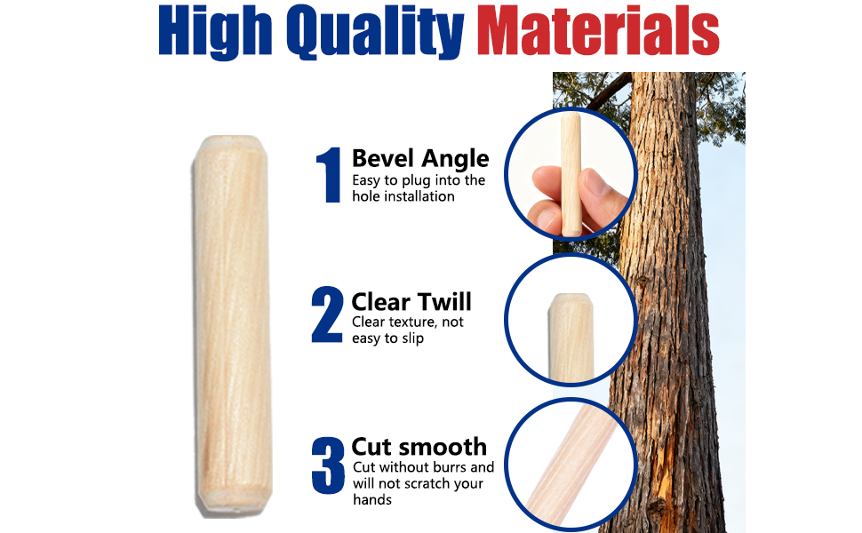 8 Values Wood Dowels Kit 1/4 3/8 5/16
