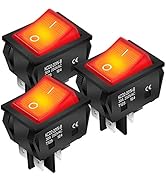 DaierTek 30A 250V KCD2 KCD4 Rocker Switch DPST 4 Pin Red Lighted 120V Rocker Toggle Switch ON Off...
