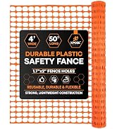 Plastic Mesh Safety Fence – Heavy Duty Orange Temporary Barrier Netting, 4' x 50' Roll, Reusable ...