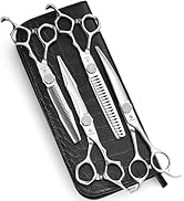 GLADOG Luxury Dog Grooming Scissors Set - 7" Straight, 6.5" Thinning, 7" Chunkers, 7" Curved - 9C...