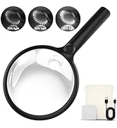 2000mAh Rechargeable Magnifying Glass with Light, 5X/10X Large Handheld Lighted Magnifier, 24 LED...
