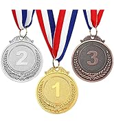 SHINEOFI 3Pcs Gold Silver Bronze Medals Winner Award Medals with Ribbon Gold Silver Bronze Prizes...
