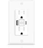 Greencycle 15 Amp GFCI Outlet with USB C & USB A Ports, 1PK Self Test GFCI Electrical Outlet Comb...