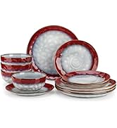 vancasso Starry 12-Pieces Dinnerware Set for 4, Stoneware Plates and Bowls Set Tableware, Dishwas...