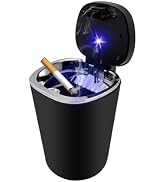 Ohleats Car Ashtray, Detachable Stainless Steel Smokeless Ash Tray with LED Blue Light, Auto Asht...