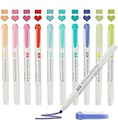 maikedepot Dual Tip Highlighter Markers,Aesthetic Fine Tip & Chisel Tip Pastel Vintage Marker Hig...