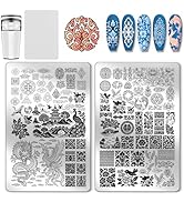 PH PandaHall 2pcs Chinese Style Nail Stamp Plate Dragon Porcelain Texture Print Art Template Stai...