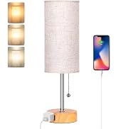 Dott Arts Table Lamp for Bedroom, 3-Color Bedside Lamps with Pull Chain, Bedroom Table Lamps for ...
