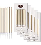 Beanlieve 24 Count Birthday Candles - Long Thin Cake Candles Slow Burning Candles for Birthday, W...