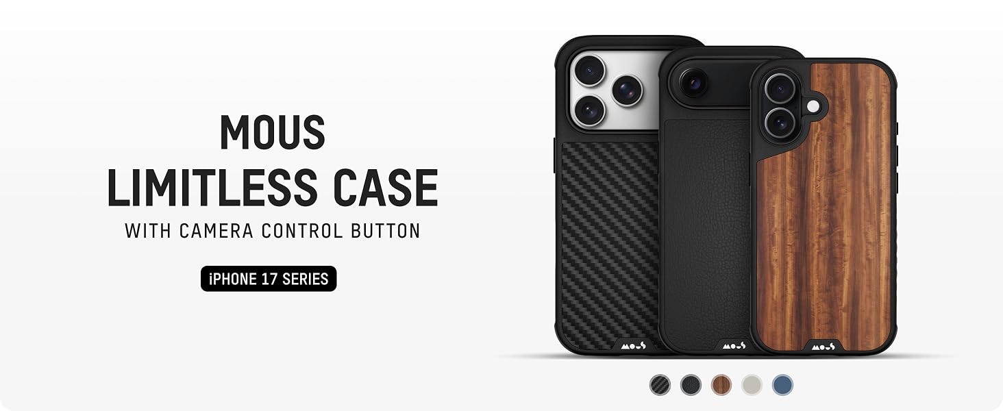 Text reads 'LIMITLESS CASE'. Product shot of a phone case with wood grain or carbon fiber texture pattern.
