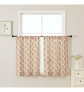 Aiyufeng Orange Floral Short Curtains 36 Inch Length 2 Panels,Soft Airy Light Filtering Faux Line...