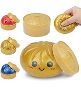 Dumpling Squishies, Glitter Dumpling Squishies with Steamer Box for Stress Relief, Soft Random Co...