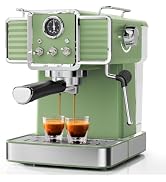 SECPOEDR 20Bar Semi Automatic Retro Espresso Machine with Milk Frother | PID Temperature Control ...