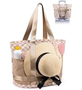 Elmklare Large Beach Tote bag for Women - Waterproof Sandproof with Zipper & Wet Compartment, 8 P...